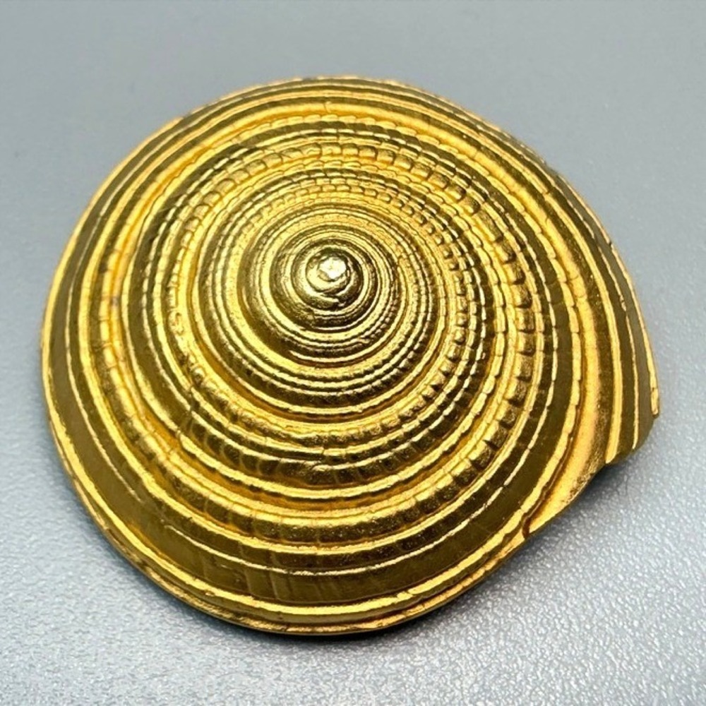 Vintage Gold Spiral Shell Brooch 1.5"‎ Large Nautilus Statement Coastal Beach